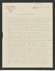 Nachlass Franz Steindachner, Brief von Gustav Schneider (junior) an Franz Steindachner (23.11.1911), Inv.Nr. 462.19, Seite 1